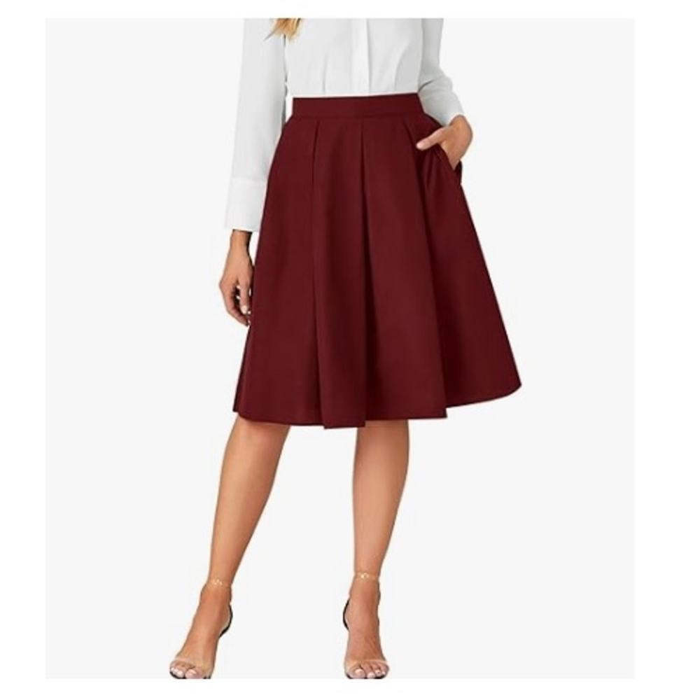 Elegant Burgundy Midi Skirt